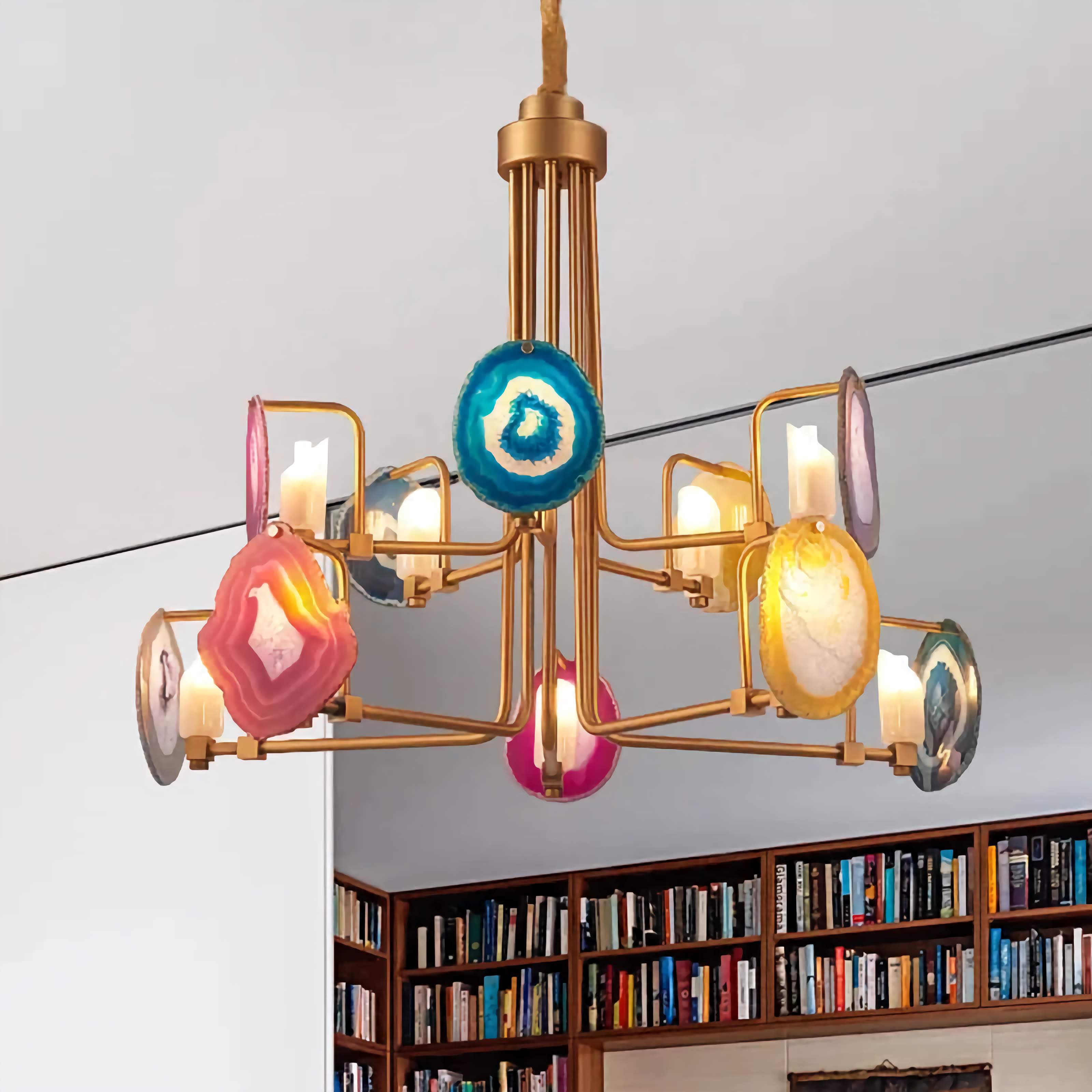 Semi-flush Mount Ceiling Lamp - the Two Tier Agate Chandelier for Living Rooms and Kitchens