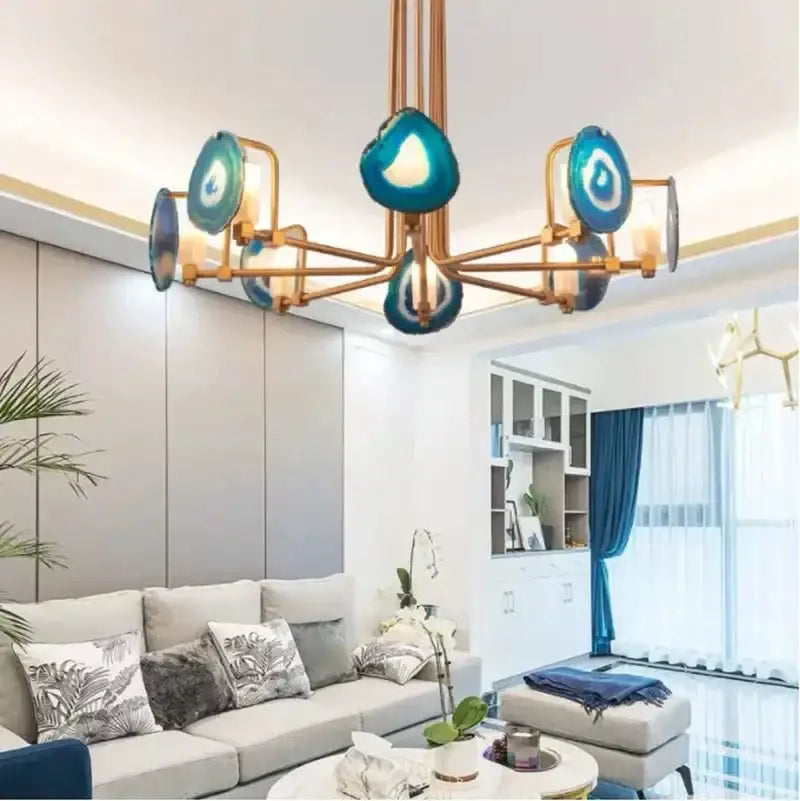 Semi-flush Mount Ceiling Lamp - the Two Tier Agate Chandelier for Living Rooms and Kitchens - Chandeliers