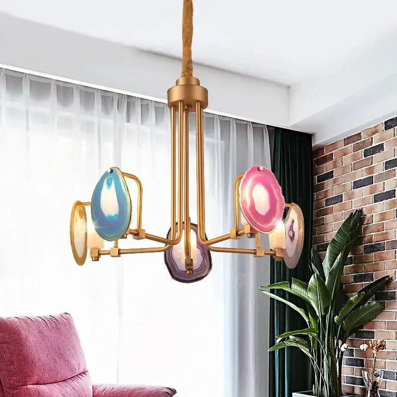Semi-flush Mount Ceiling Lamp - the Two Tier Agate Chandelier for Living Rooms and Kitchens - Chandeliers