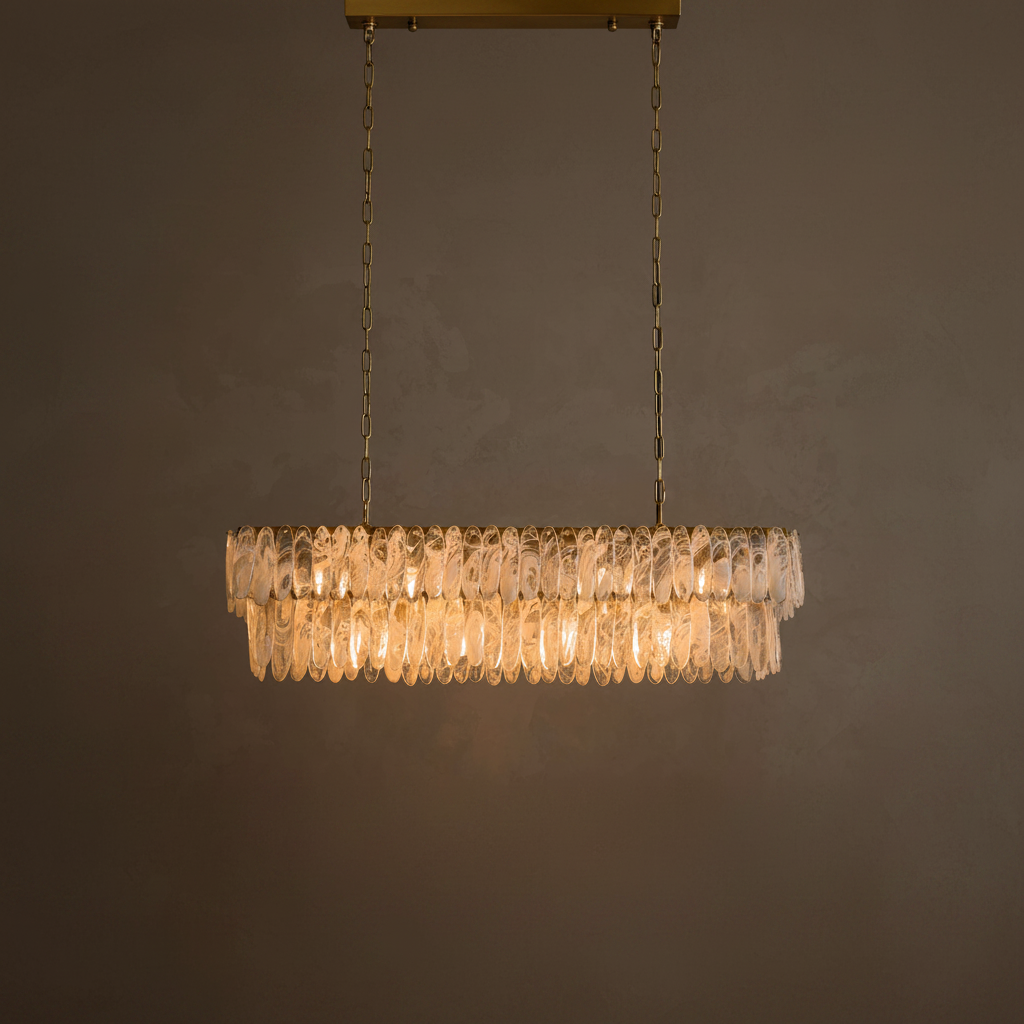 The Vela Linear Chandelier | Glass & Brass | CLND003