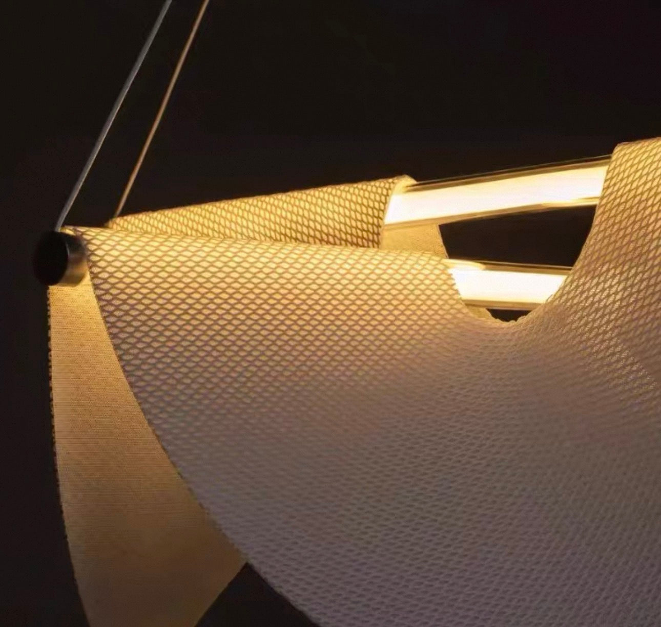 Linear Draped Silk Pendant Light | Modern Architectural Suspension | Dutch & Iron Frame | Available in 78cm 118cm