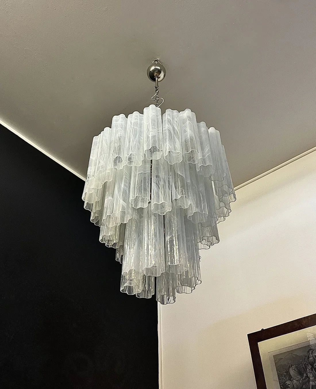 Murano Style Glass Chandelier | White Swirl Art | Mid-century Italian | Casalola Lights Casalolalights Luxury Lamps