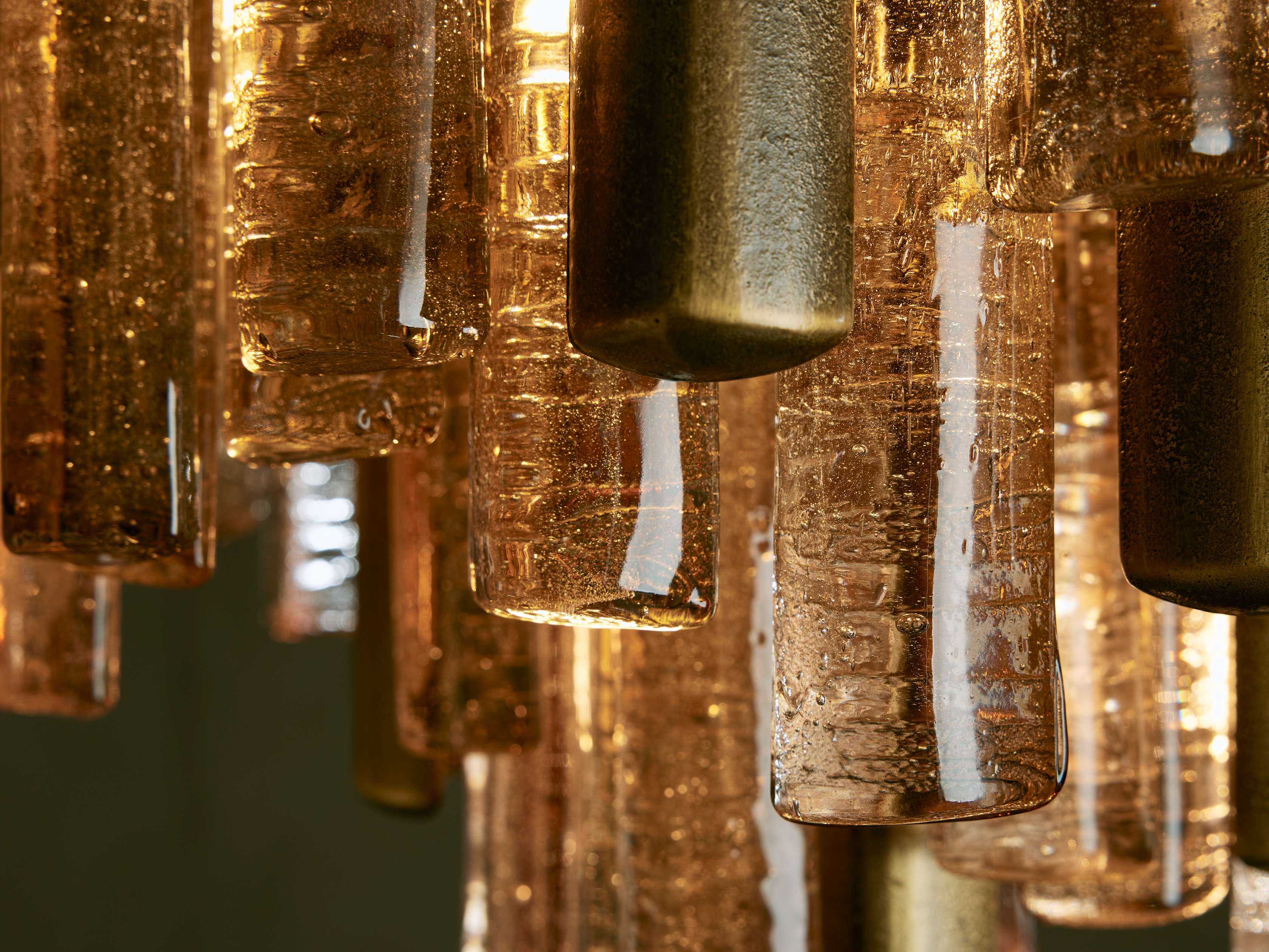 Venetian Style Cast Glass Semi Flush Ceiling Light Bronze and Burnished Brass Statement Fixture Casalolalights Luxury