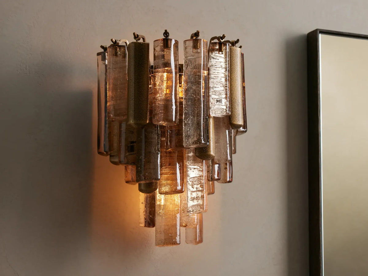 Cast Glass Wall Sconce Brass | 2-light Hallway Pair Dressing Room E12/e14 33cm High Casalola Lights Luxury Lamps