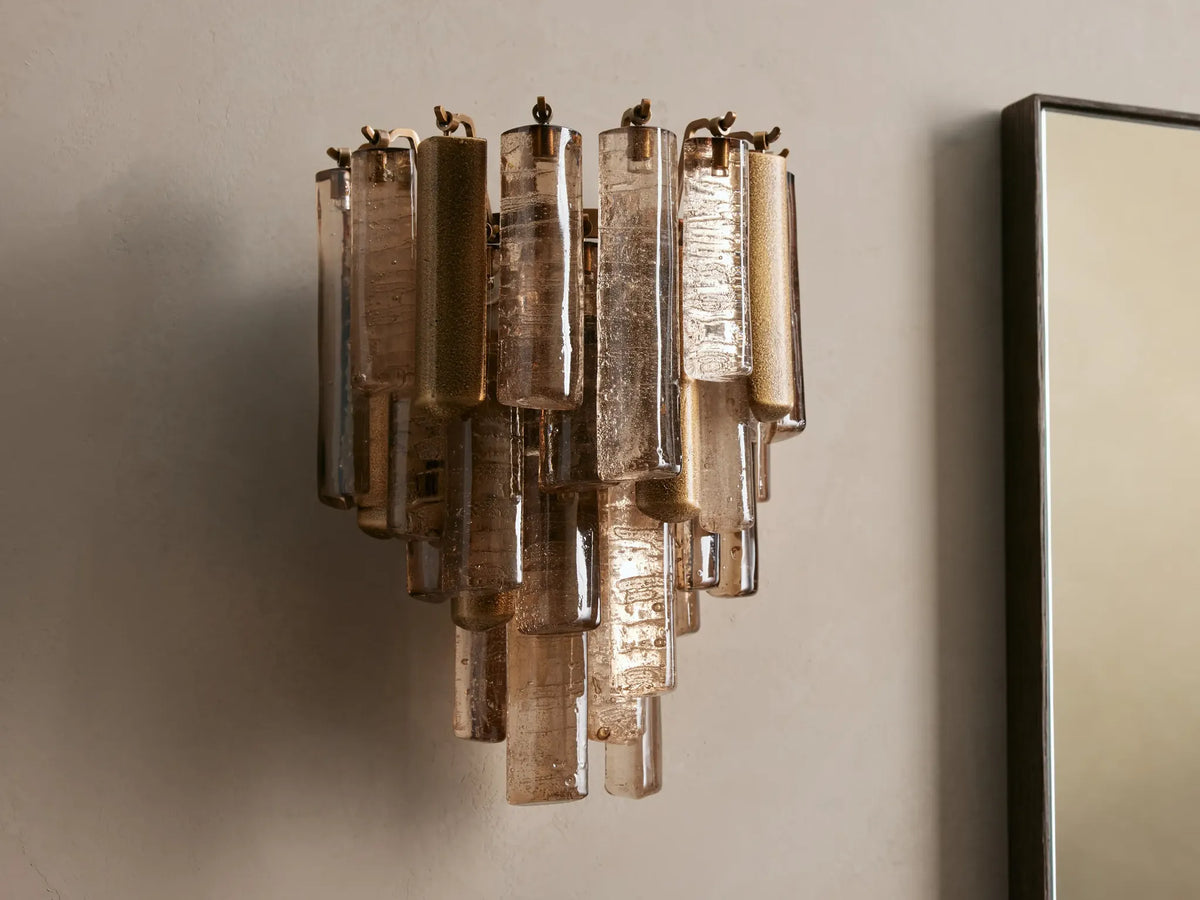 Cast Glass Wall Sconce Brass | 2-light Hallway Pair Dressing Room E12/e14 33cm High Casalola Lights Luxury Lamps