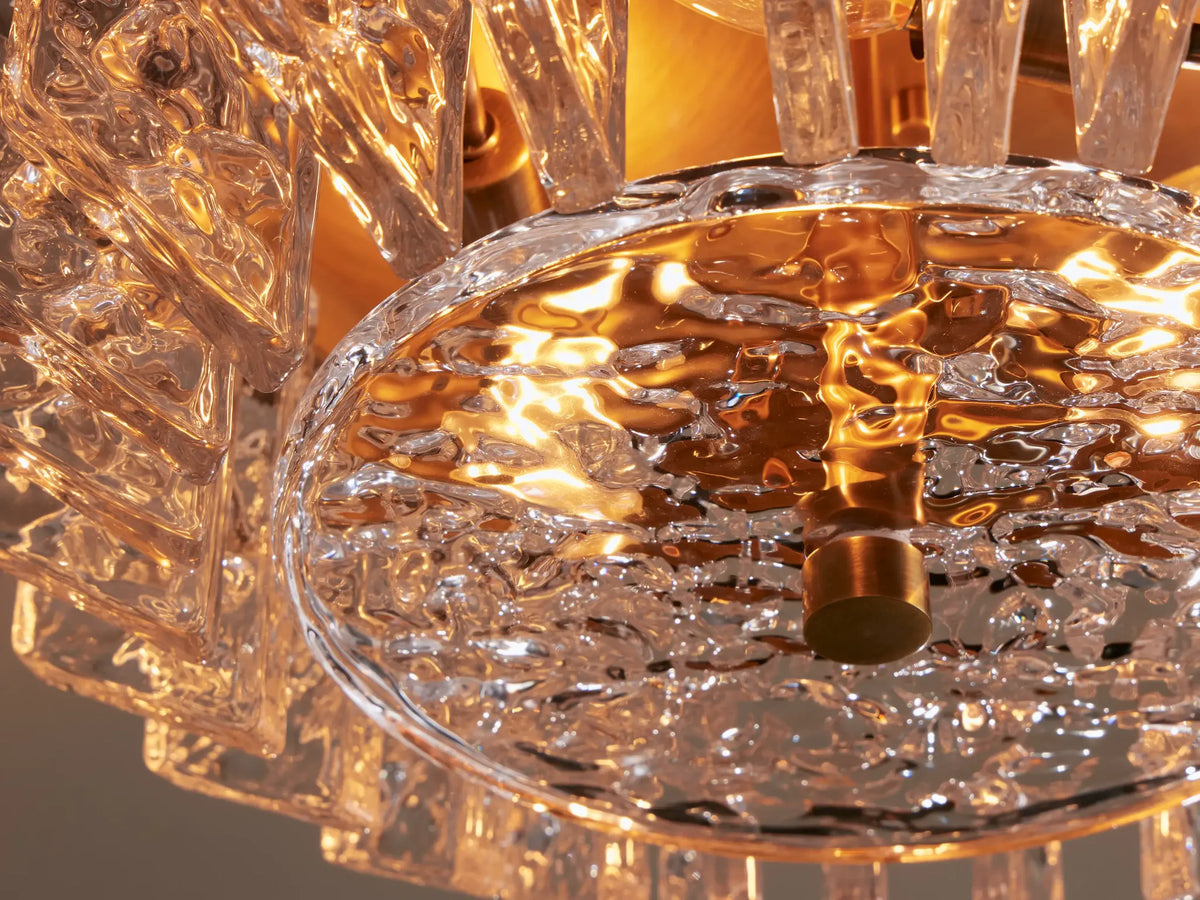 Brass & Textured Glass Flush Mount Ceiling Light | Vetro Ottone Casalola Lights Luxury Lamps for Interior Designers