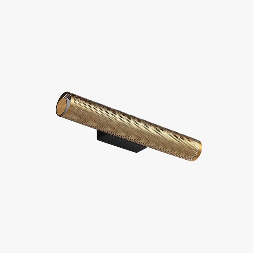 Brass Cylinder Wall Sconce – Modern Perforated Metal Design Ambient Lighting Fixture for Hallways & Bedrooms - Sconces