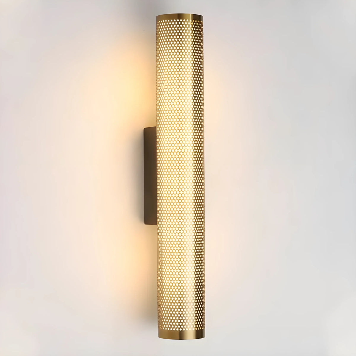 Brass Wall Sconce 40cm | Slim Solid Cylinder Up-down Light Mid-century Vintage Hallway & Bedside Casalolalights Luxury