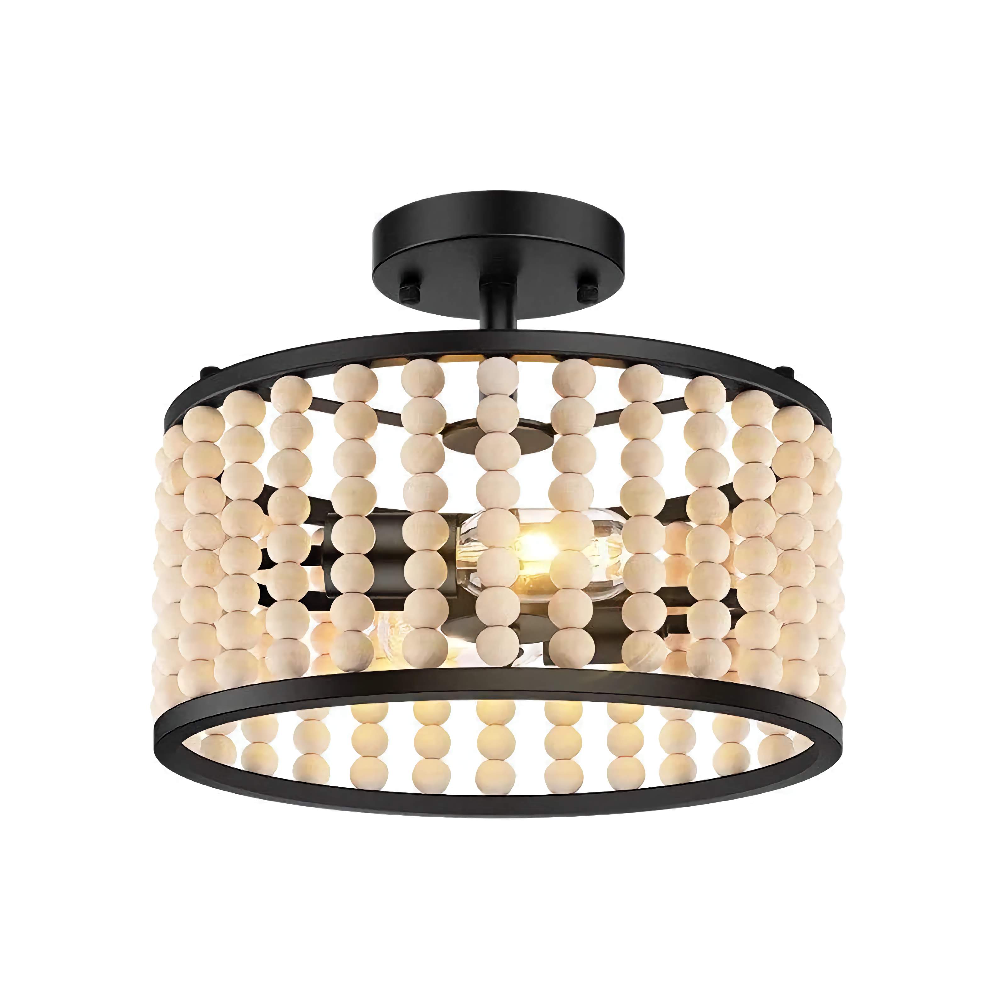 Vintage Ceiling Lamp | Wooden Bead Chandelier | Cottagecore for Bedroom Living Room Hallway