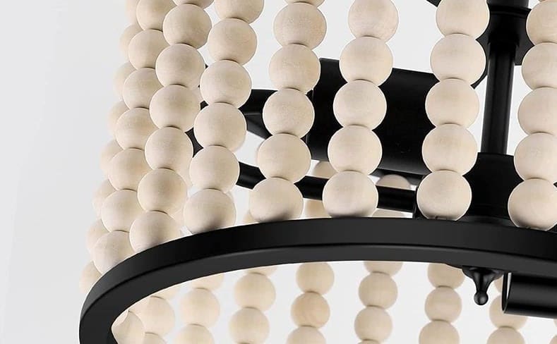 Vintage Ceiling Lamp | Wooden Bead Chandelier | Cottagecore for Bedroom Living Room Hallway - Semi-flush Mounts