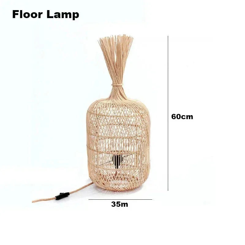 Vintage Handcrafted Bamboo Lamp Collection Floor Lamps Pendant Natural Material - Lamps