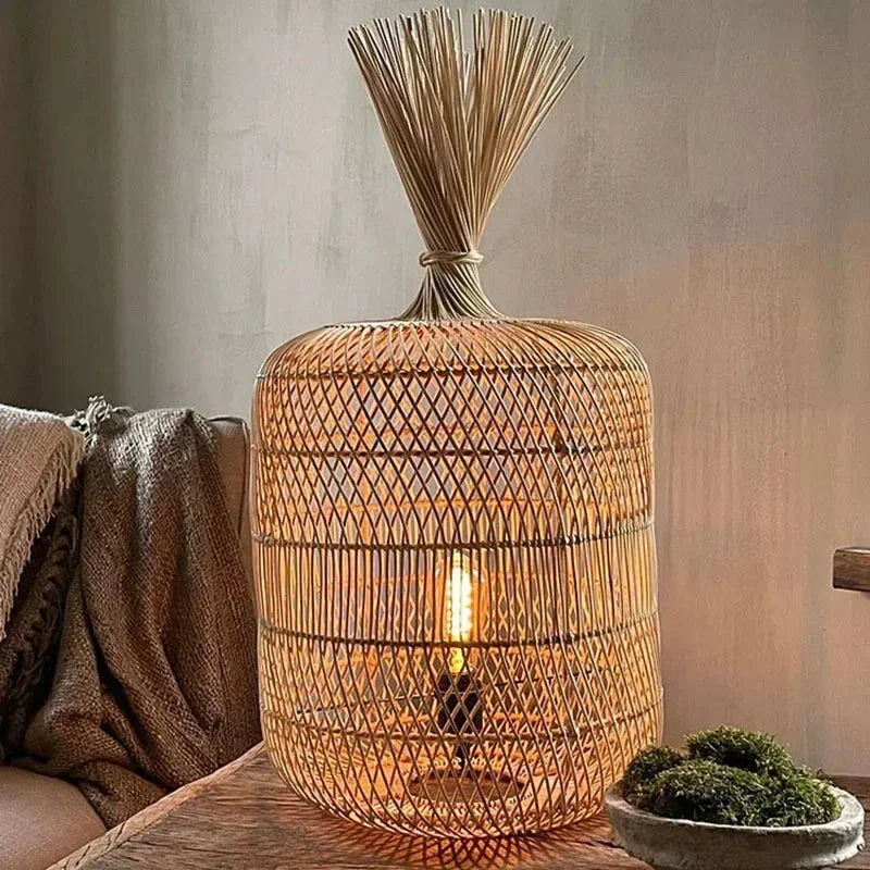 Vintage Handcrafted Bamboo Lamp Collection Floor Lamps Pendant Natural Material - Lamps