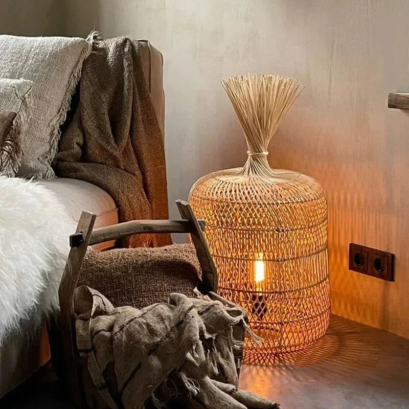 Vintage Handcrafted Bamboo Lamp Collection Floor Lamps Pendant Natural Material - Lamps