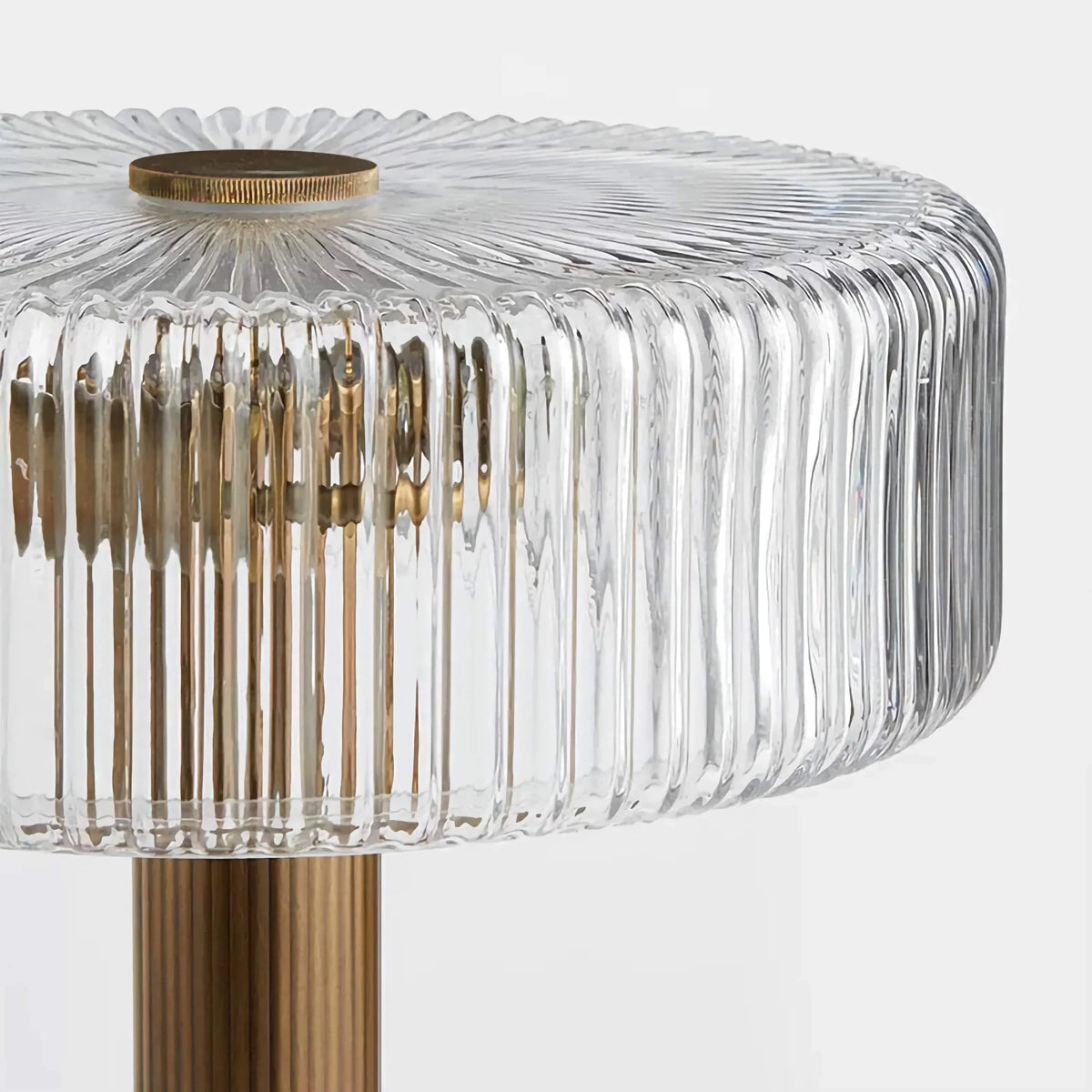 Vintage Glass and Brass Table Lamp for Bedroom Living Room | Ribbed Shade Hammered Dimmable Option Casalola Lights