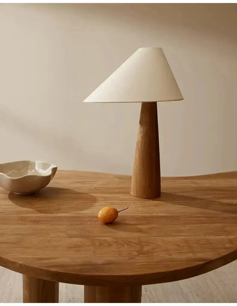 Vintage Solid Wood Table Lamp Japandi Lamps Unique Earth Tones