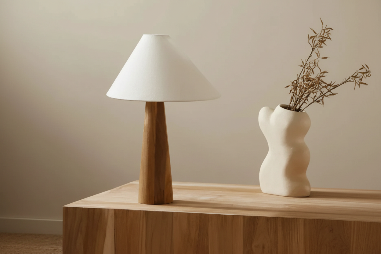 Vintage Solid Wood Table Lamp Japandi Lamps Unique Earth Tones Casalolalights Luxury Lamps for Interior Designers