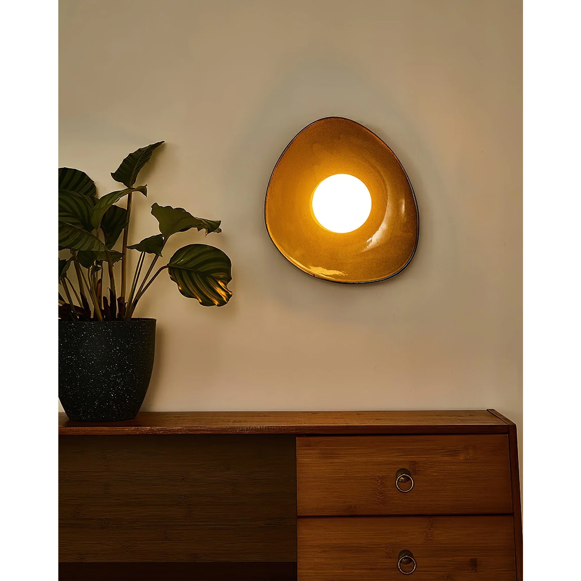 Bronze Asymmetrical Disc Sconce | Wabi Sabi Accent Wall Light