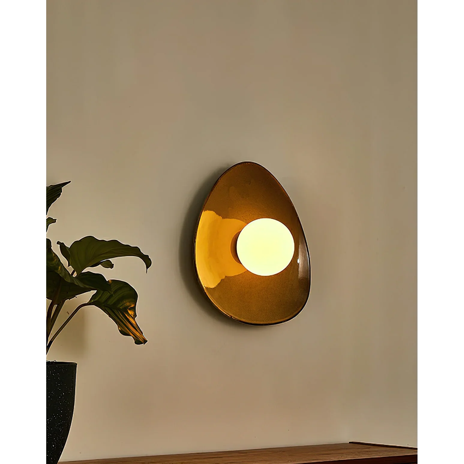 Organic Ceramic Wall Sconce Gold – Modern Bedroom Hallway Accent Light Casalolalights Luxury Lamps for Interior