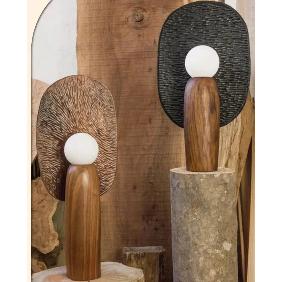 Modern Sculptural Wooden Table Lamps – Minimalist Accent Lighting Art Deco Design for Living Rooms & Bedrooms