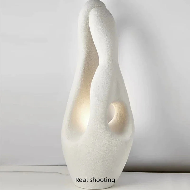 Detail of the organic cast-resin form on a floor lamp