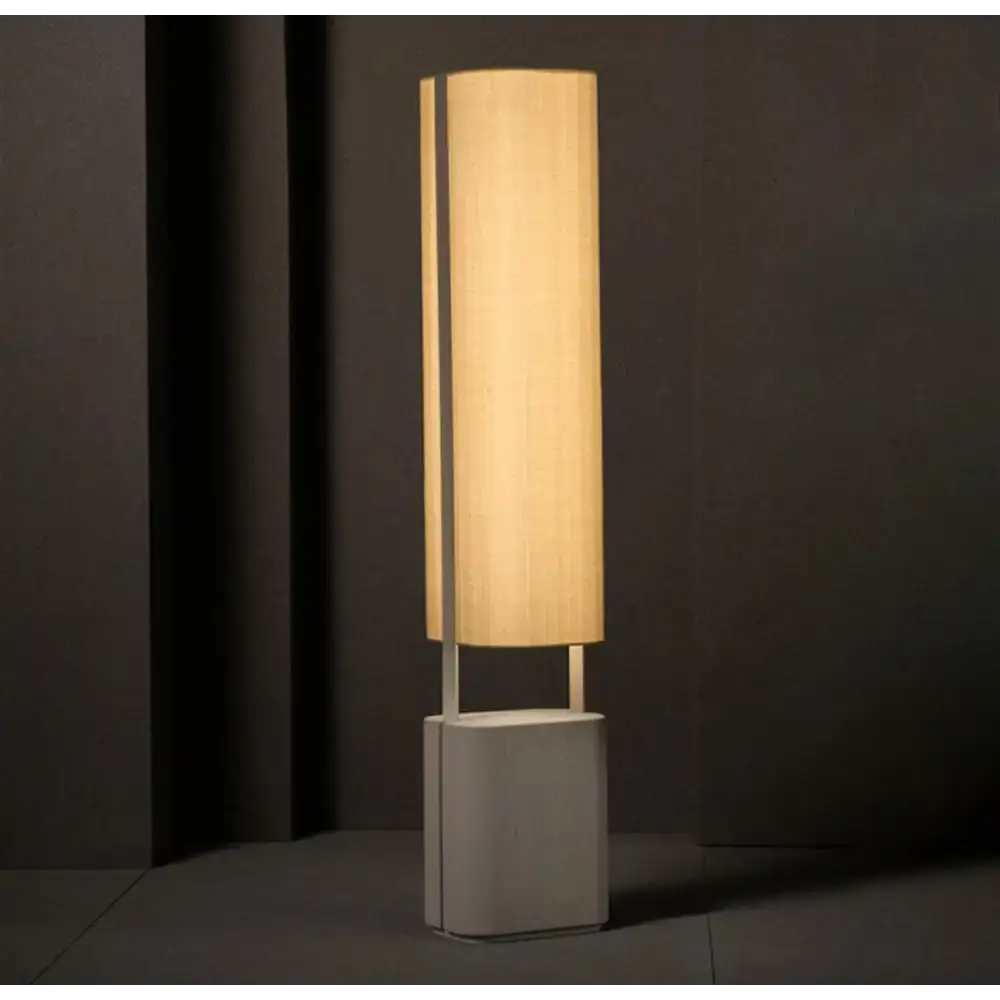 Monolithic Floor Lamp with Linen Shade | Sculptural Ambient Lighting - Lamps