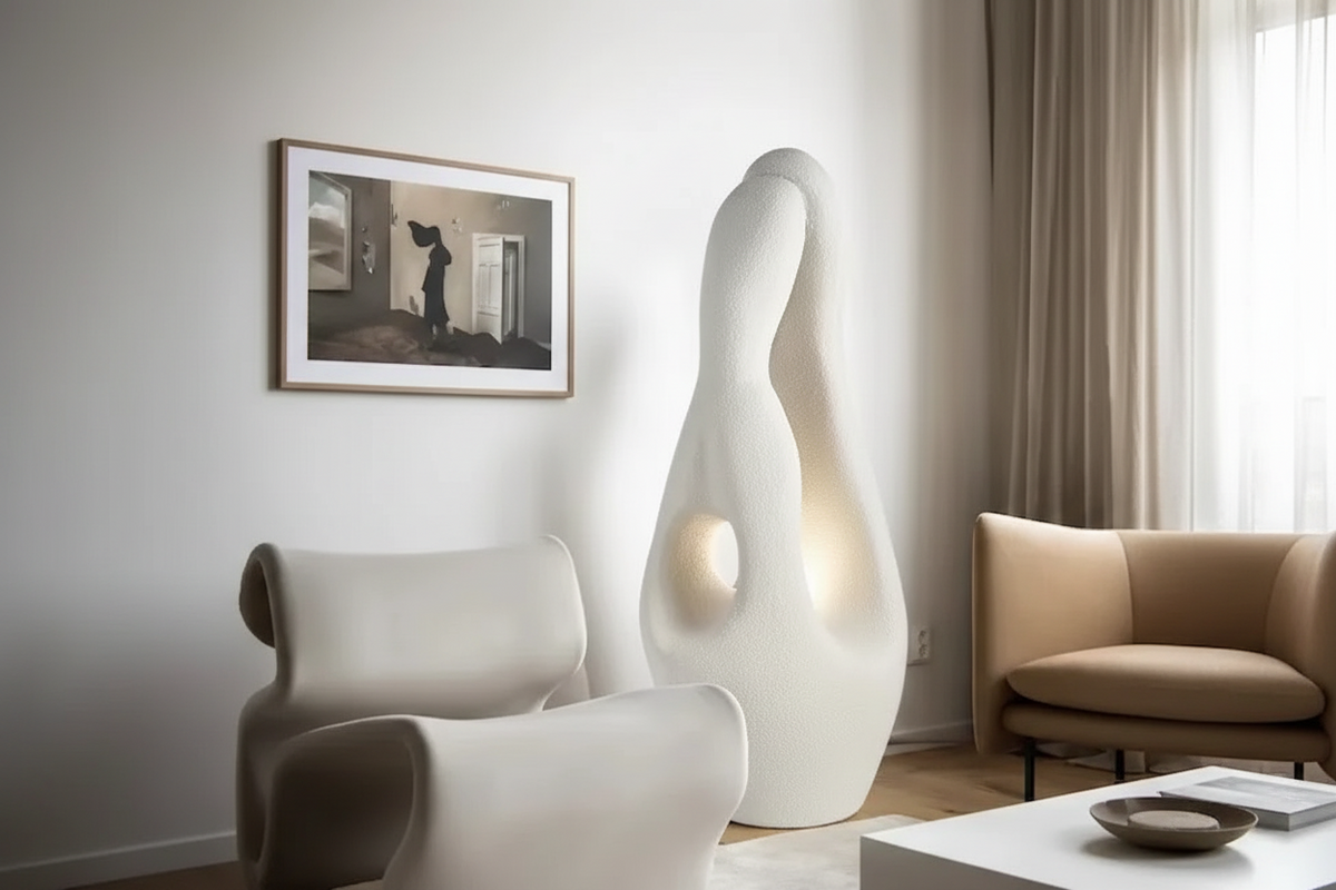 Resin Wabi Sabi Floor Lamp | 130cm Tall Soft Diffused Glow E26/e27 Dimmable Option Organic Modern Casalola Lights