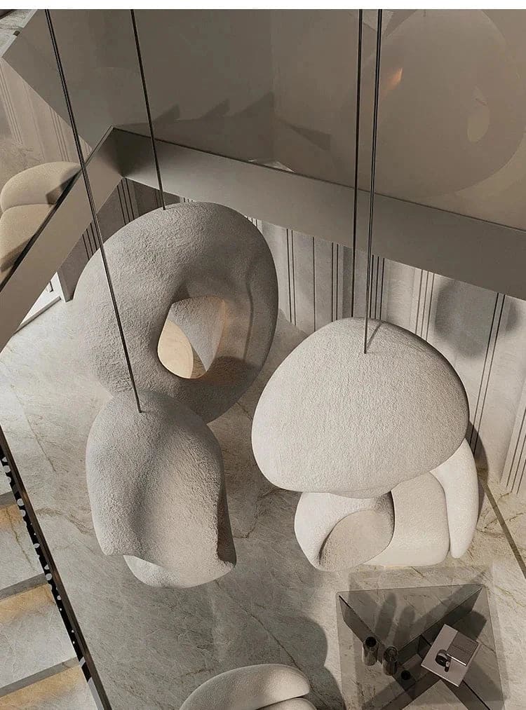 Wabi Sabi Ceiling Light Fixtures | Minimalist Resin Lighting for Warm Elegant Interiors - Pendant Lamps