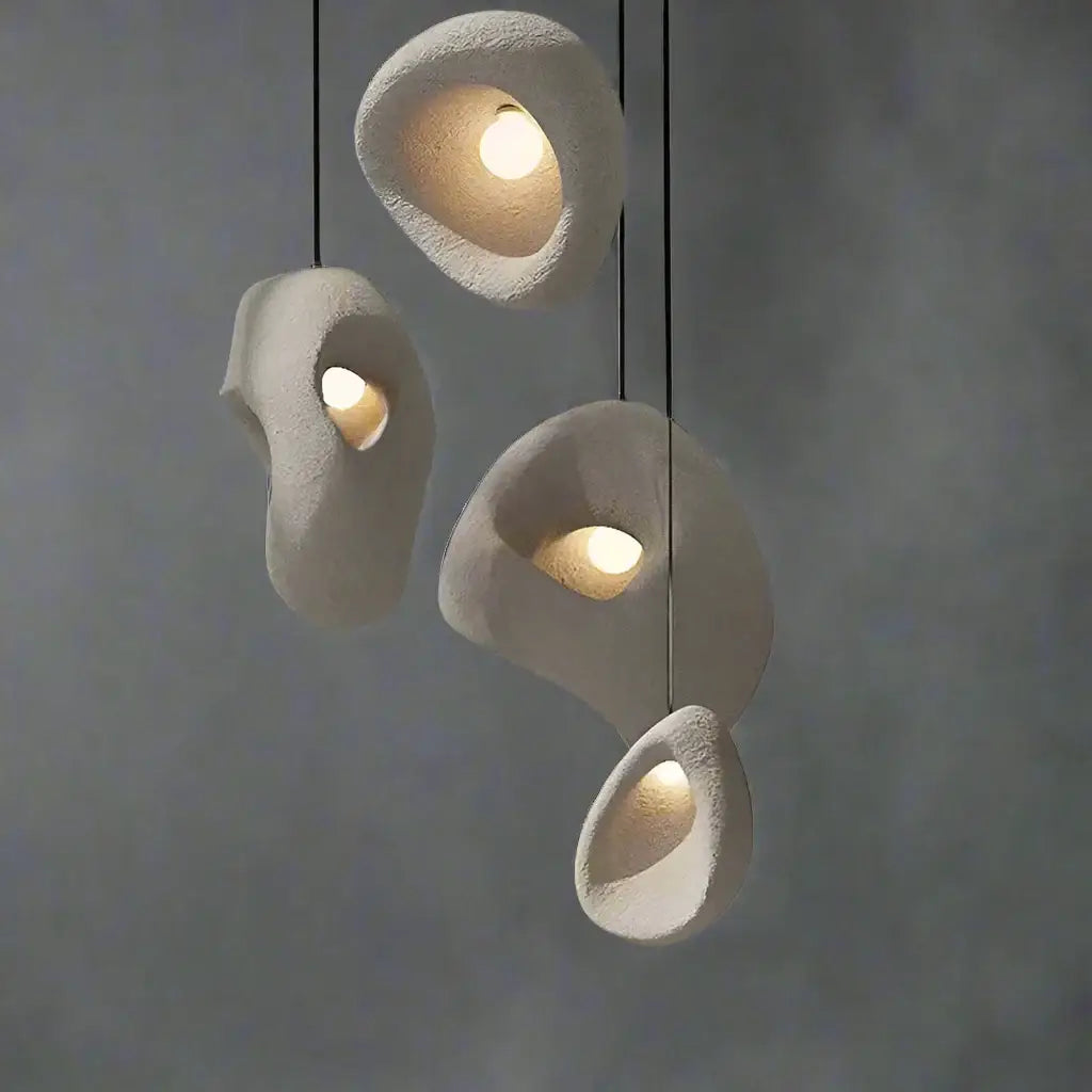 Wabi Sabi Ceiling Light Fixtures | Minimalist Resin Lighting for Warm Elegant Interiors - Pendant Lamps