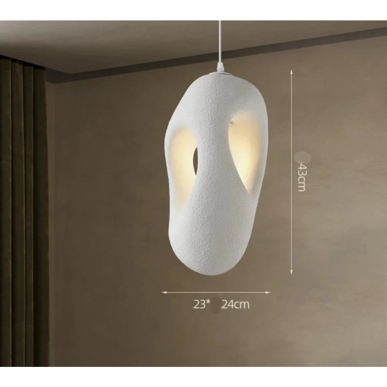 Freeform resin pendant in a bedroom