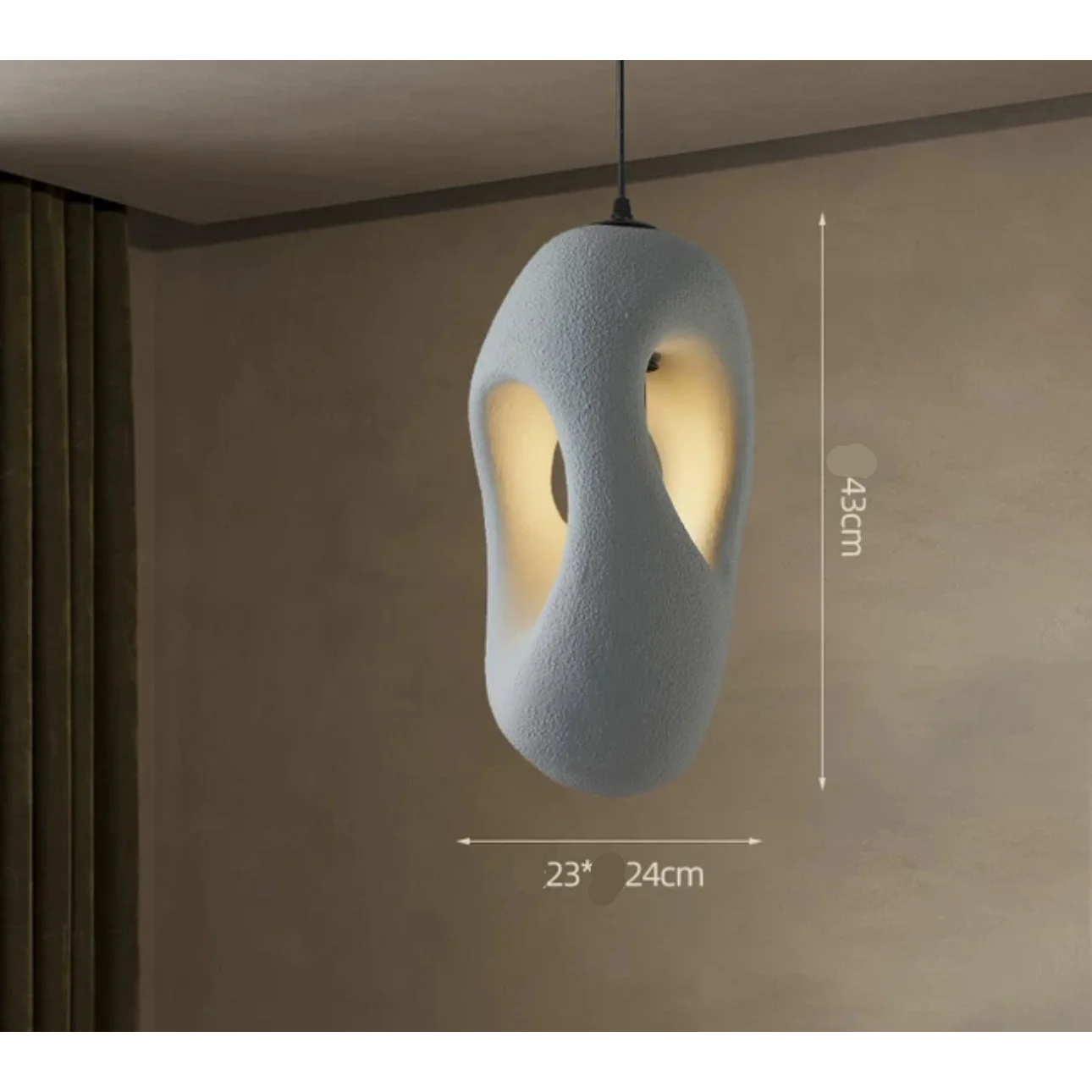 Organic resin suspend lamp in a modern interior