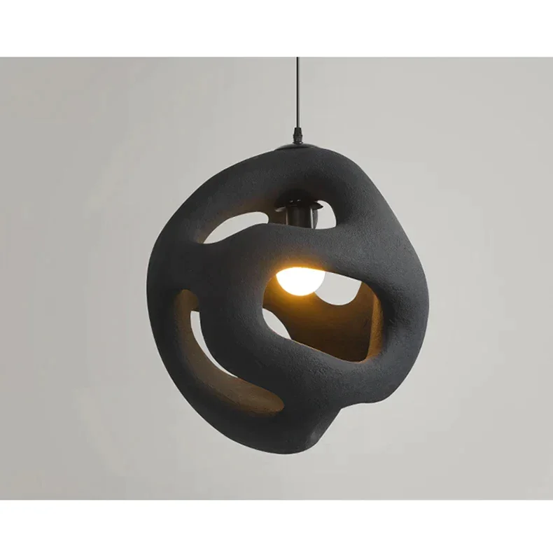 Wabi-sabi resin pendant in a calm space