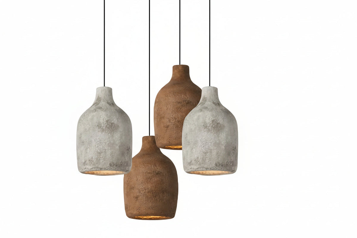 Resin Pendant Light for Dining Table or Bedroom | Wabi-sabi Earth Tone Shade in Brown Gray 11.8 Inch Casalola Lights