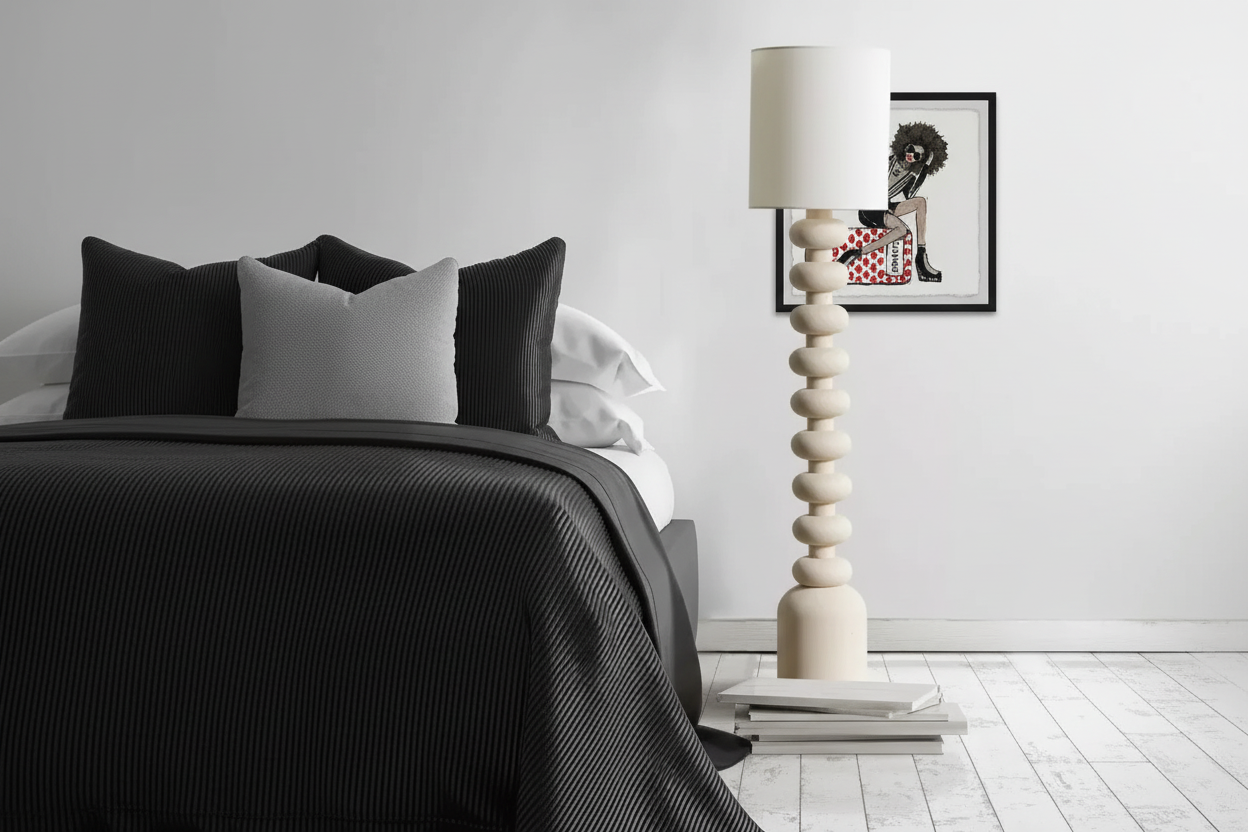 Stacked Sculptural Resin Floor Lamp | Dimmable Modern Accent Light Casalolalights Luxury Lamps for Interior Designers