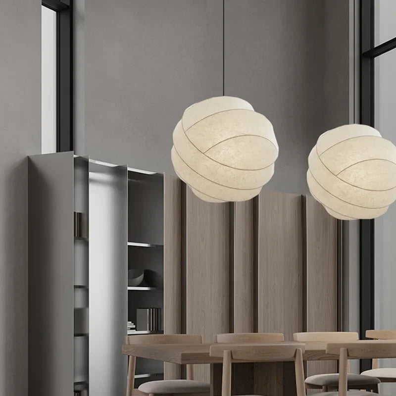 White Pendant Lamps | Silk Wabi-sabi Chandeliers | Japandi for Living Room Bedroom Restaurants