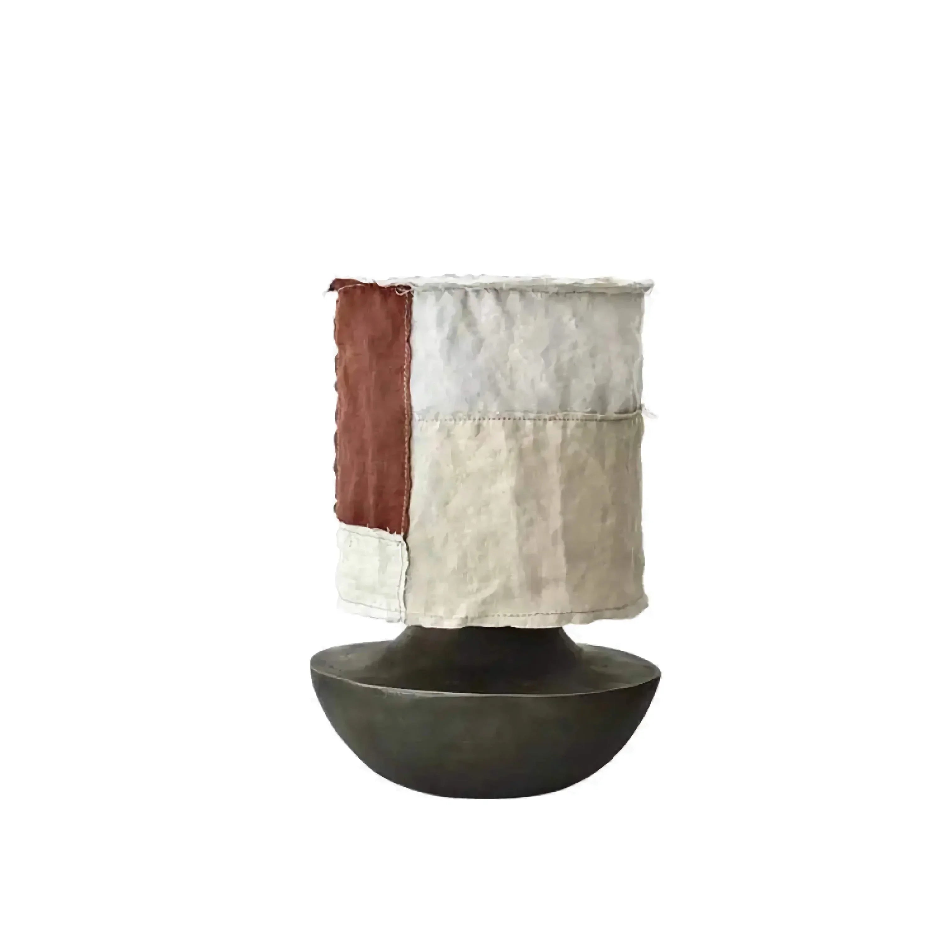 Wabi Sabi Ceramic Table Lamp | Hand Dyed Fabric Shade