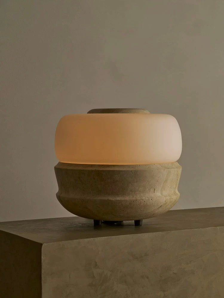 Wabi-sabi Travertine Lamp Marble Table | Japandi Lamps for Console Bedside Living Room Casalolalights Luxury Lamps
