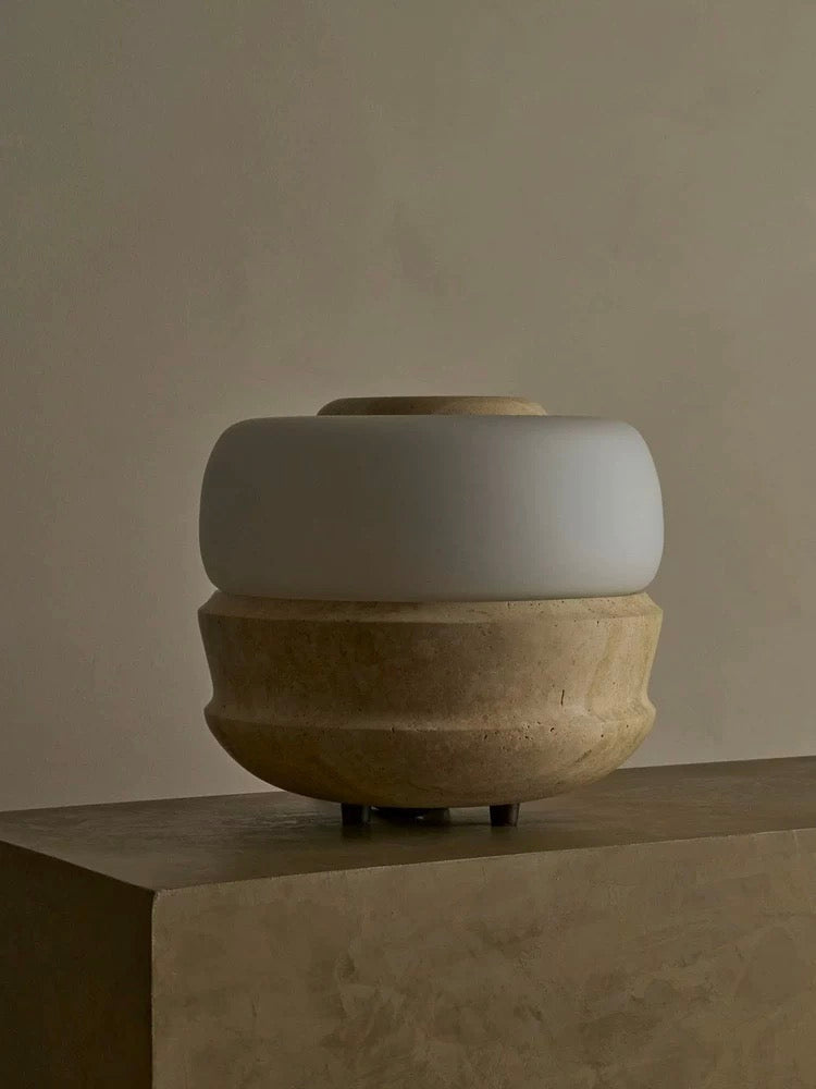 Wabi-sabi Travertine Lamp Marble Table | Japandi Lamps for Console Bedside Living Room Casalolalights Luxury Lamps