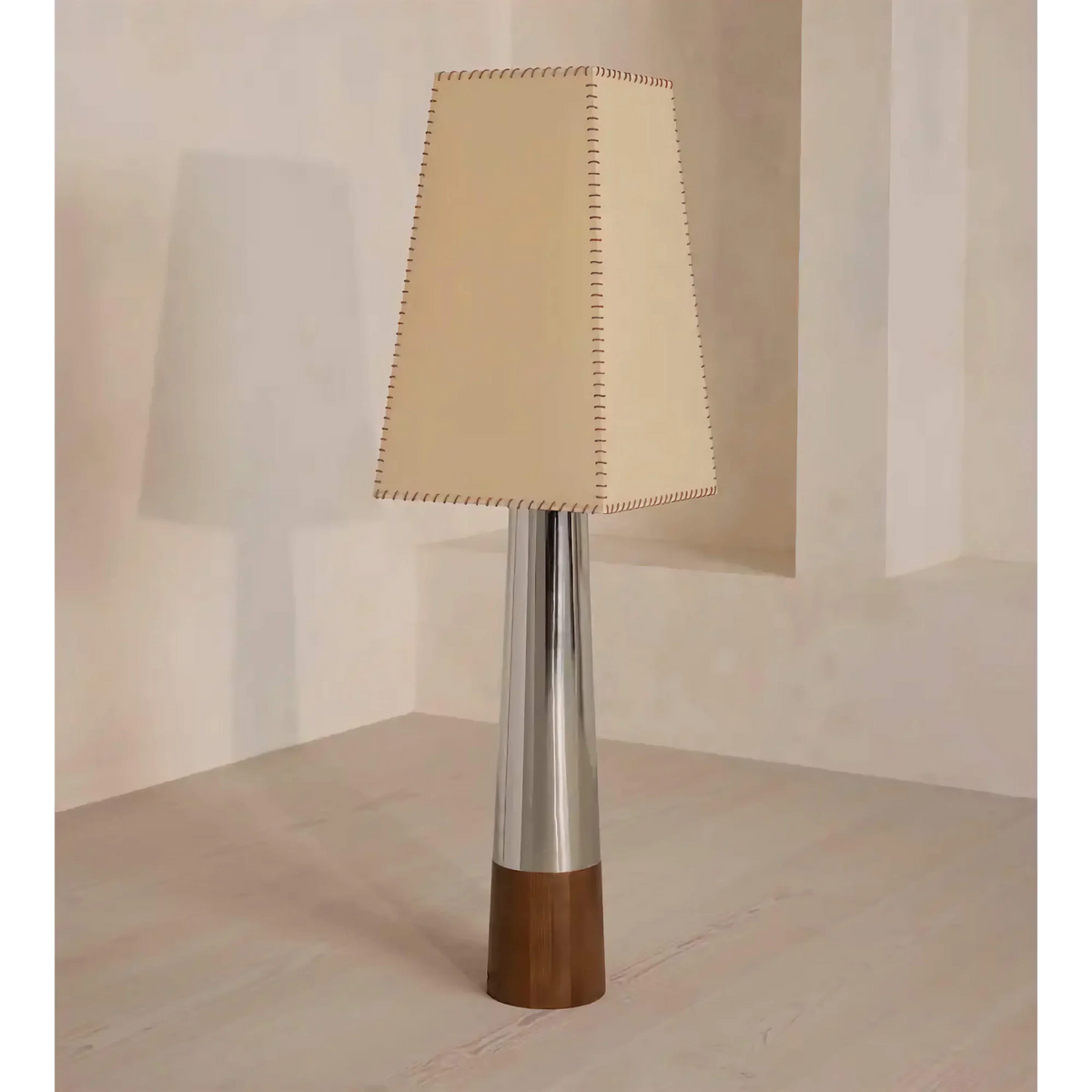 Chrome Floor Lamp Fabric Shade | Sofa-side Ambient Light 2-light Mid Century Modern 160cm Tall Casalola Lights Luxury