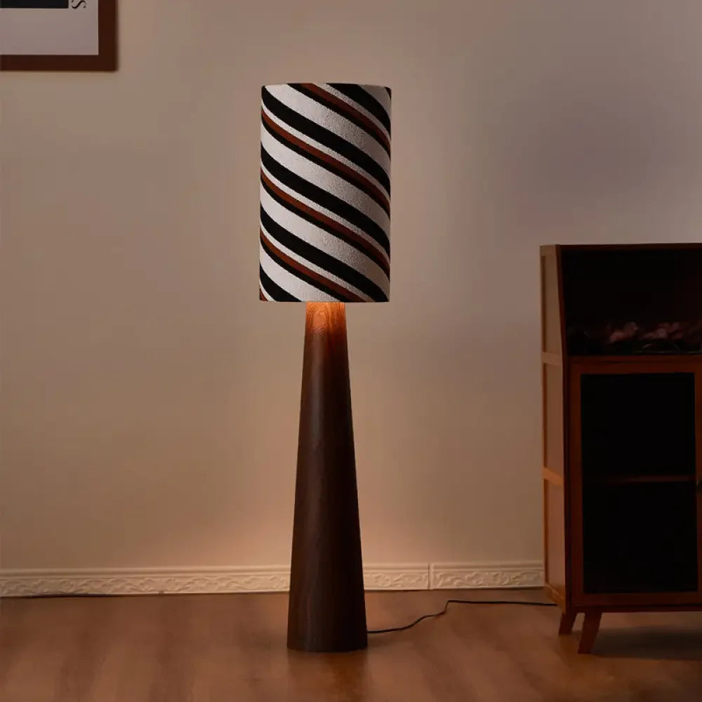 Tapered Walnut Column Floor Lamp | Japandi Dimmable Lighting - Lamps