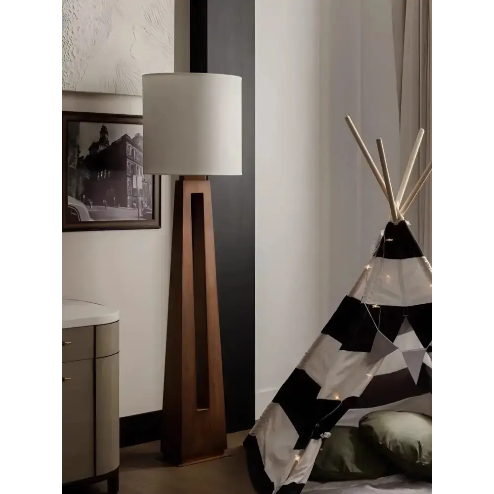 Walnut Split-column Floor Lamp | Japandi Modern Task Lighting - Lamps