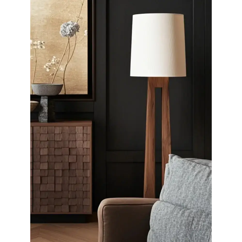 Walnut Split-column Floor Lamp | Japandi Modern Task Lighting - Lamps