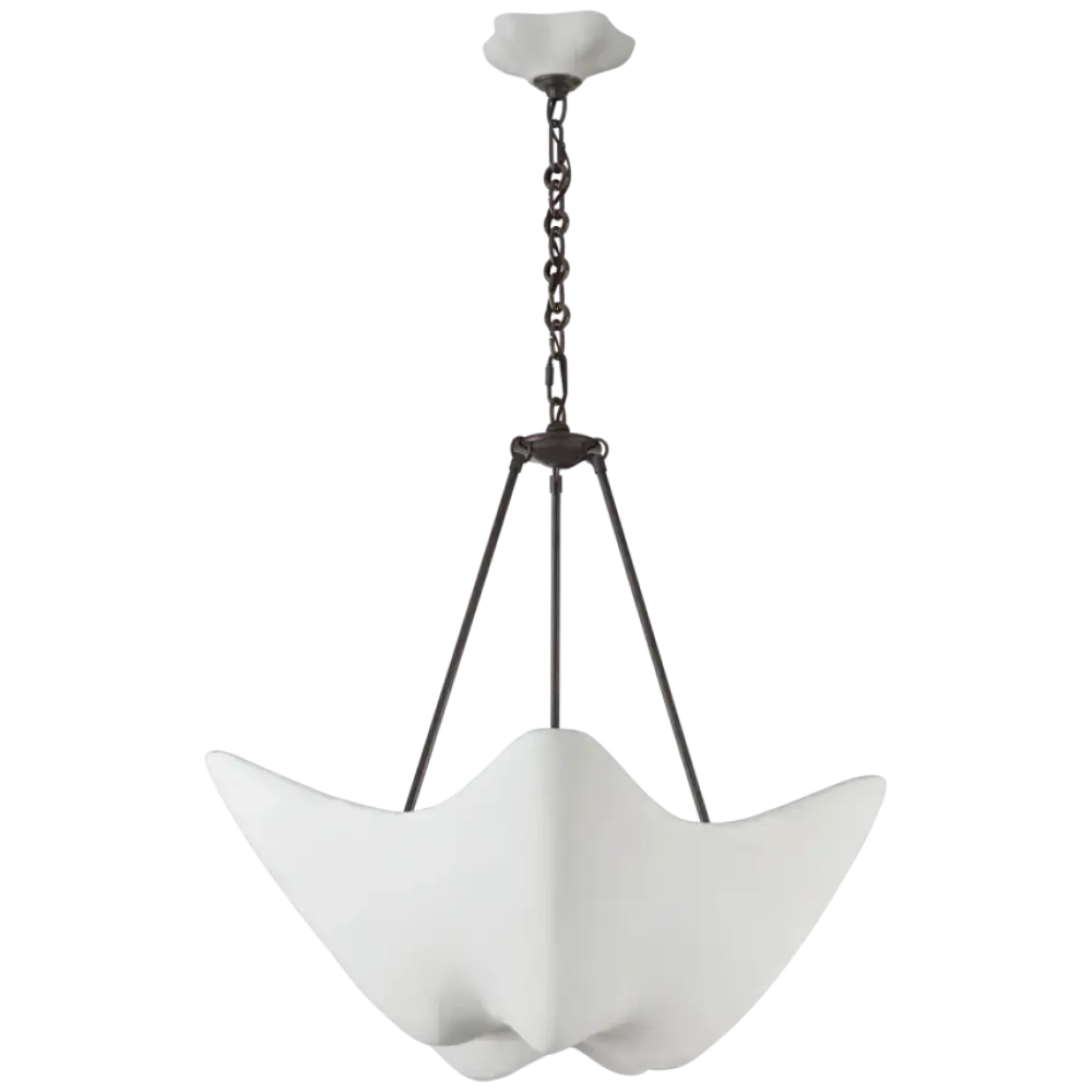 White Plaster Pendant with Black Chain | Curated Modern Ceiling Light - Chandeliers