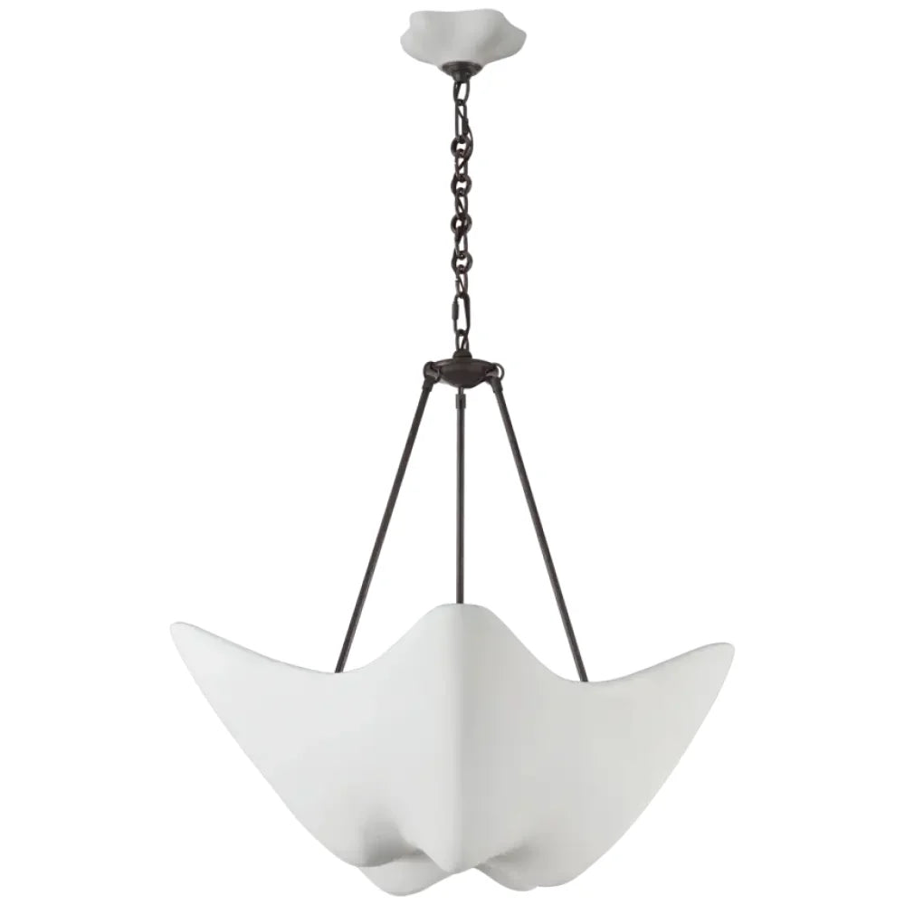 White Plaster Pendant with Black Chain | Curated Modern Ceiling Light - Chandeliers