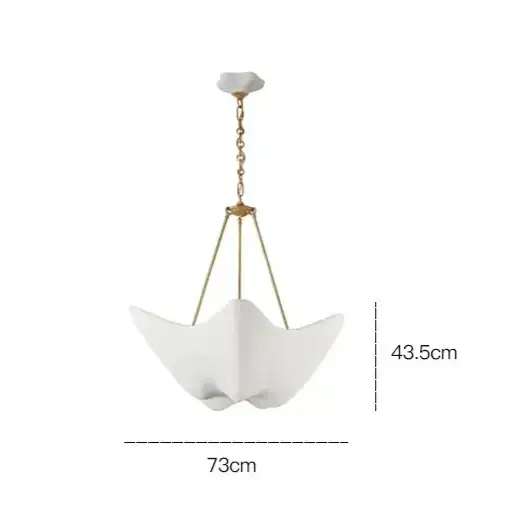 White Plaster Pendant with Black Chain | Curated Modern Ceiling Light - Chandeliers