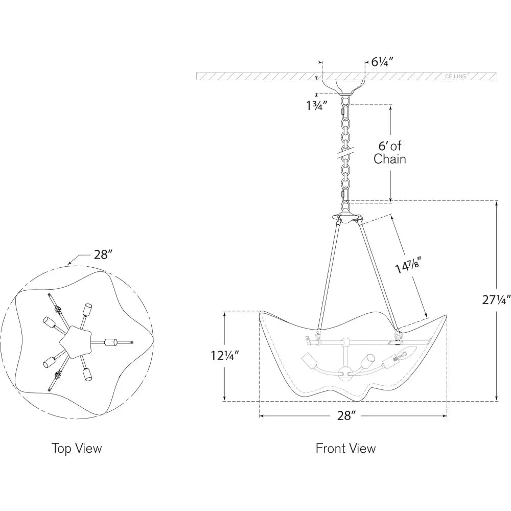 White Plaster Pendant with Black Chain | Curated Modern Ceiling Light - Chandeliers