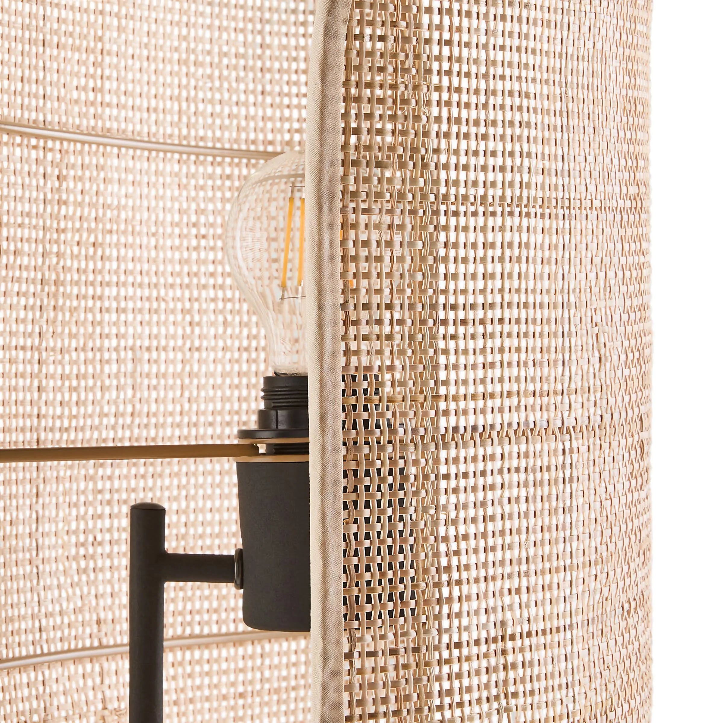 Wabi Sabi Floor Lamp in Woven Rattan for Living Room – Sculptural Lighting with Warm Ambient Glow