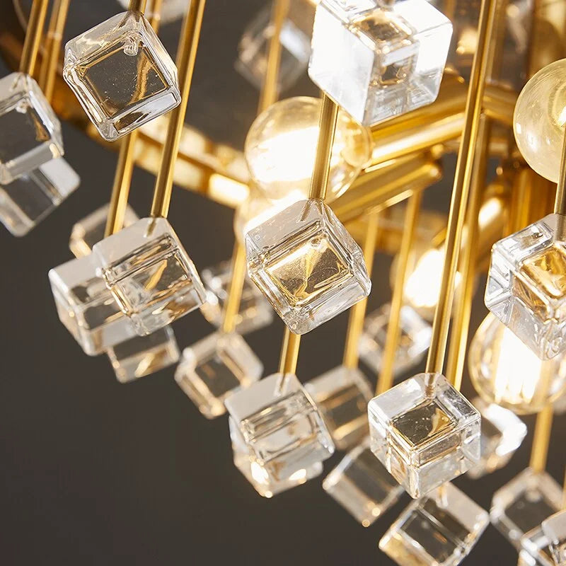 Multicolor Glass Stone Chandelier in Gold Iron | Luxury Modern Ceiling Light for Dining Room & Living Casalolalights