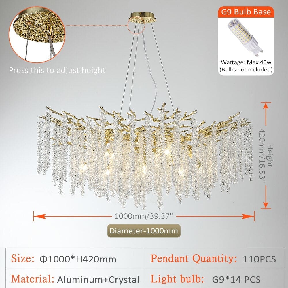 Real Crystal Chandelier | Wisteria Luxury Lighting for Stairs Living Room Restaurants - Chandeliers