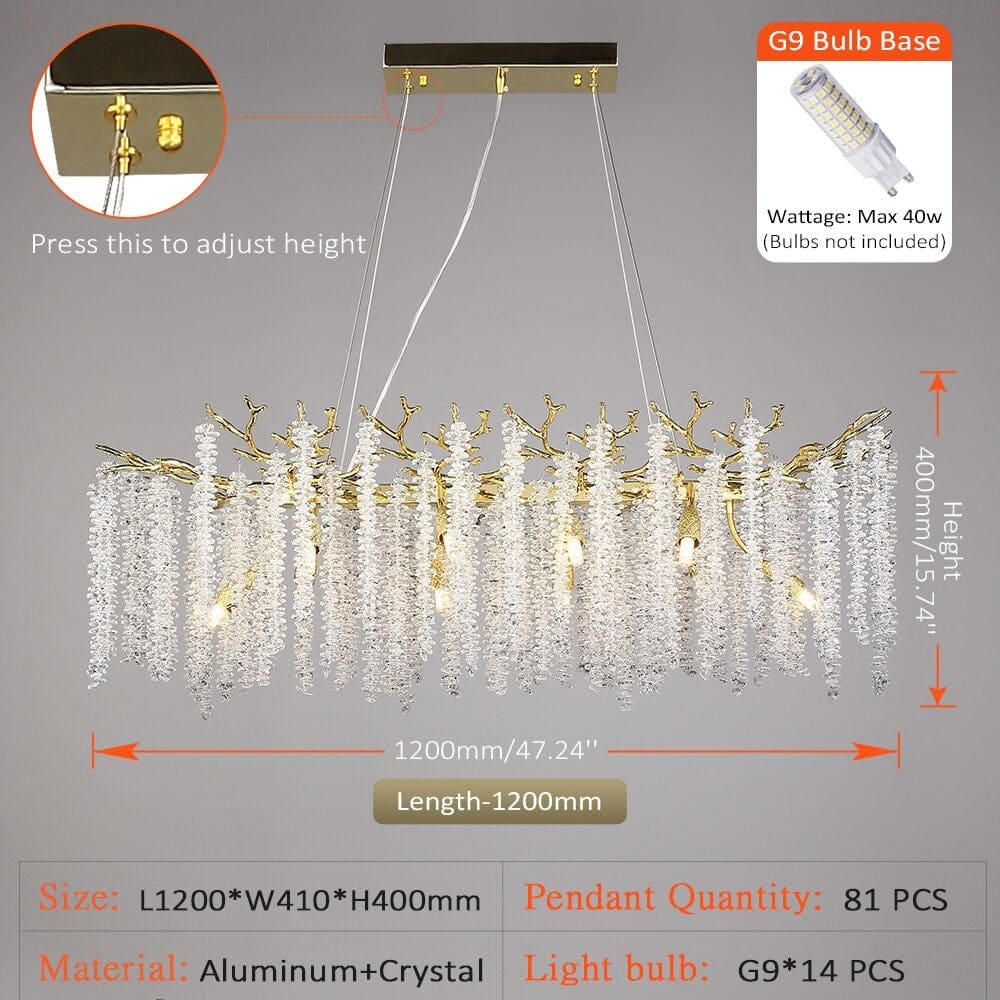 Real Crystal Chandelier | Wisteria Luxury Lighting for Stairs Living Room Restaurants - Chandeliers