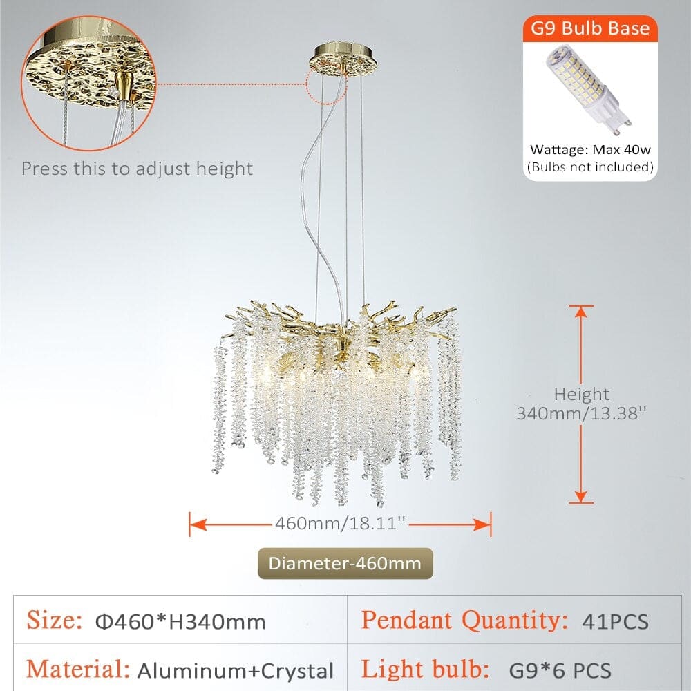 Real Crystal Chandelier | Wisteria Luxury Lighting for Stairs Living Room Restaurants - Chandeliers